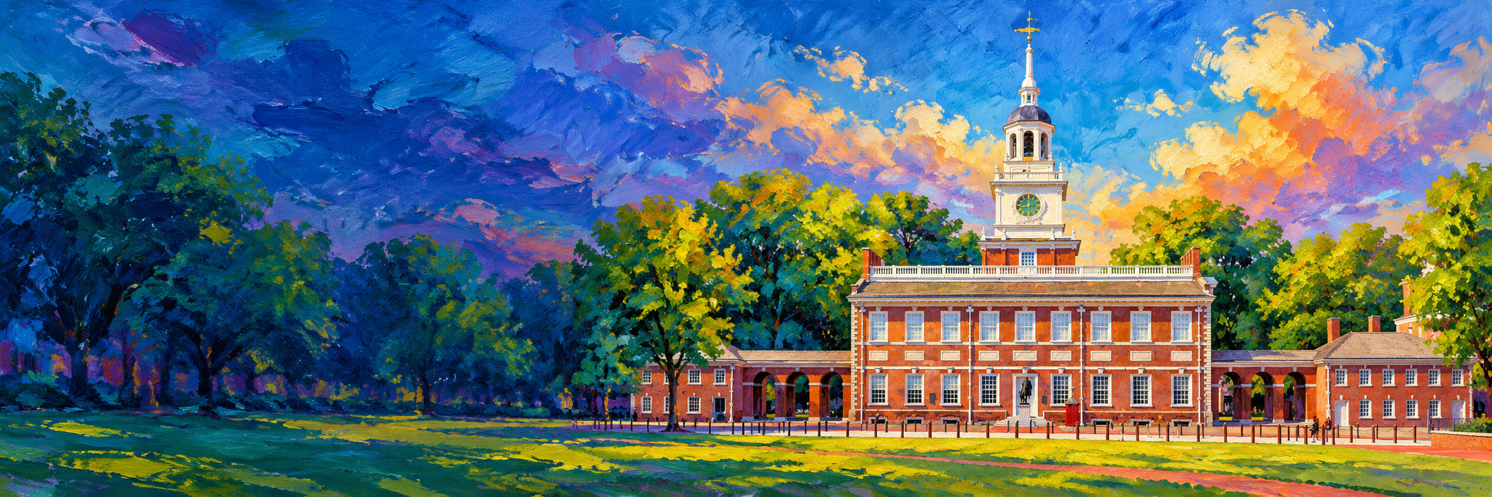 Artistic view of Independence Hall prepared for the AES Summer School brochure